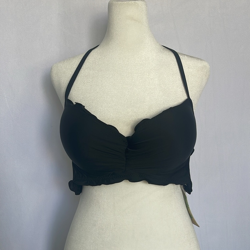 NWT Hobie Ruffle Pushup Underwire Bikini Swim Top Size XL Black - Picture 2 of 7